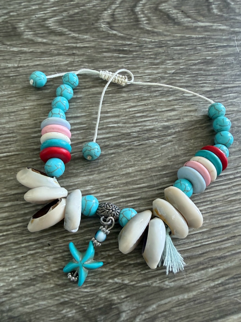 Cowrie puka shell beach ocean boho ankle wrist bracelet turquoise colorful beads